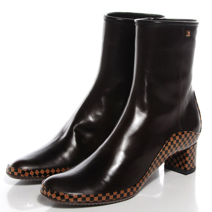 Louis Vuitton Calfskin Damier Ebene Ankle Boots 36.5 3 of 7