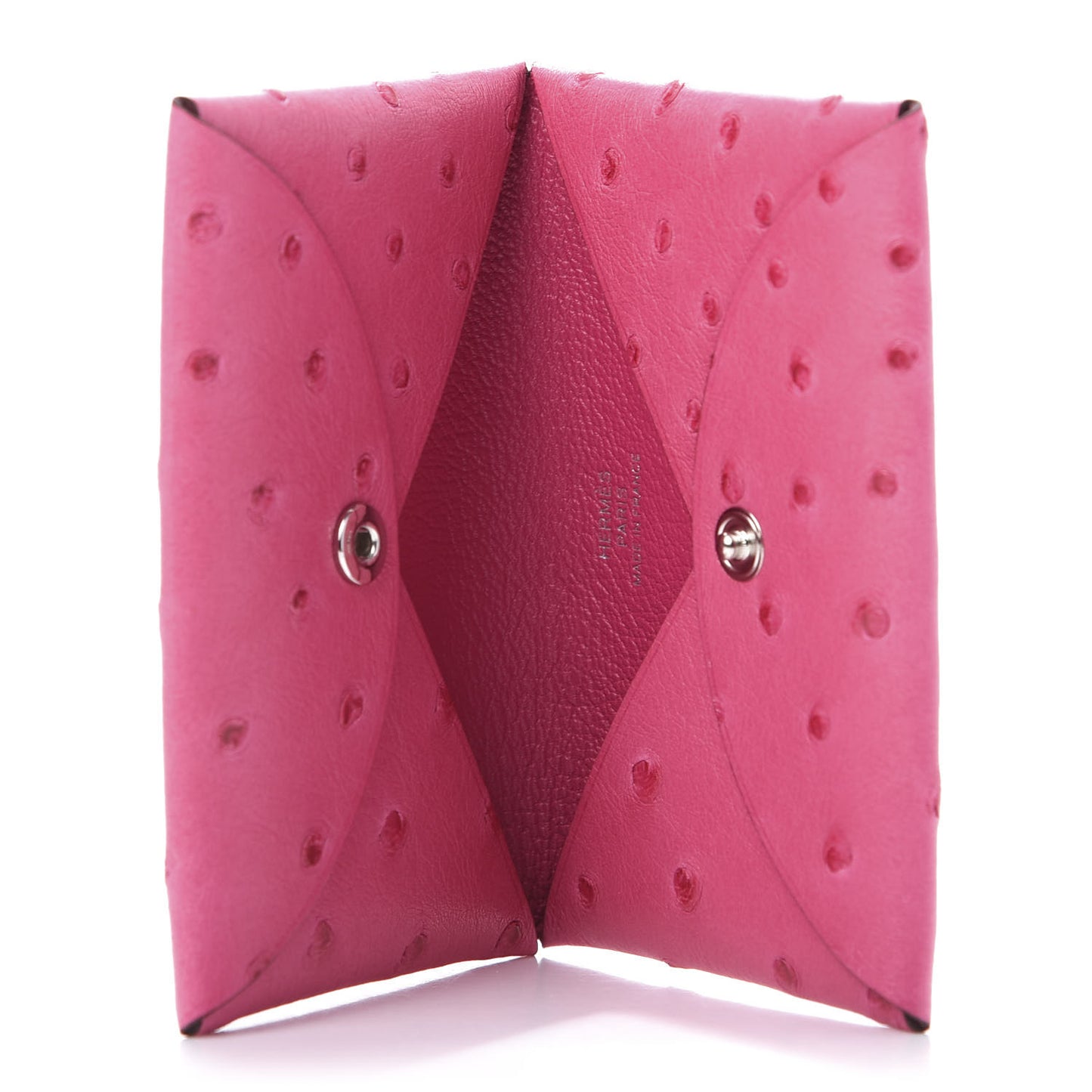 Ostrich Calvi Card Case Rose Tyrien
