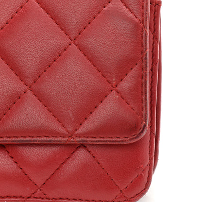 Chanel Lambskin Quilted Wallet On Chain WOC Red 14 of 17
