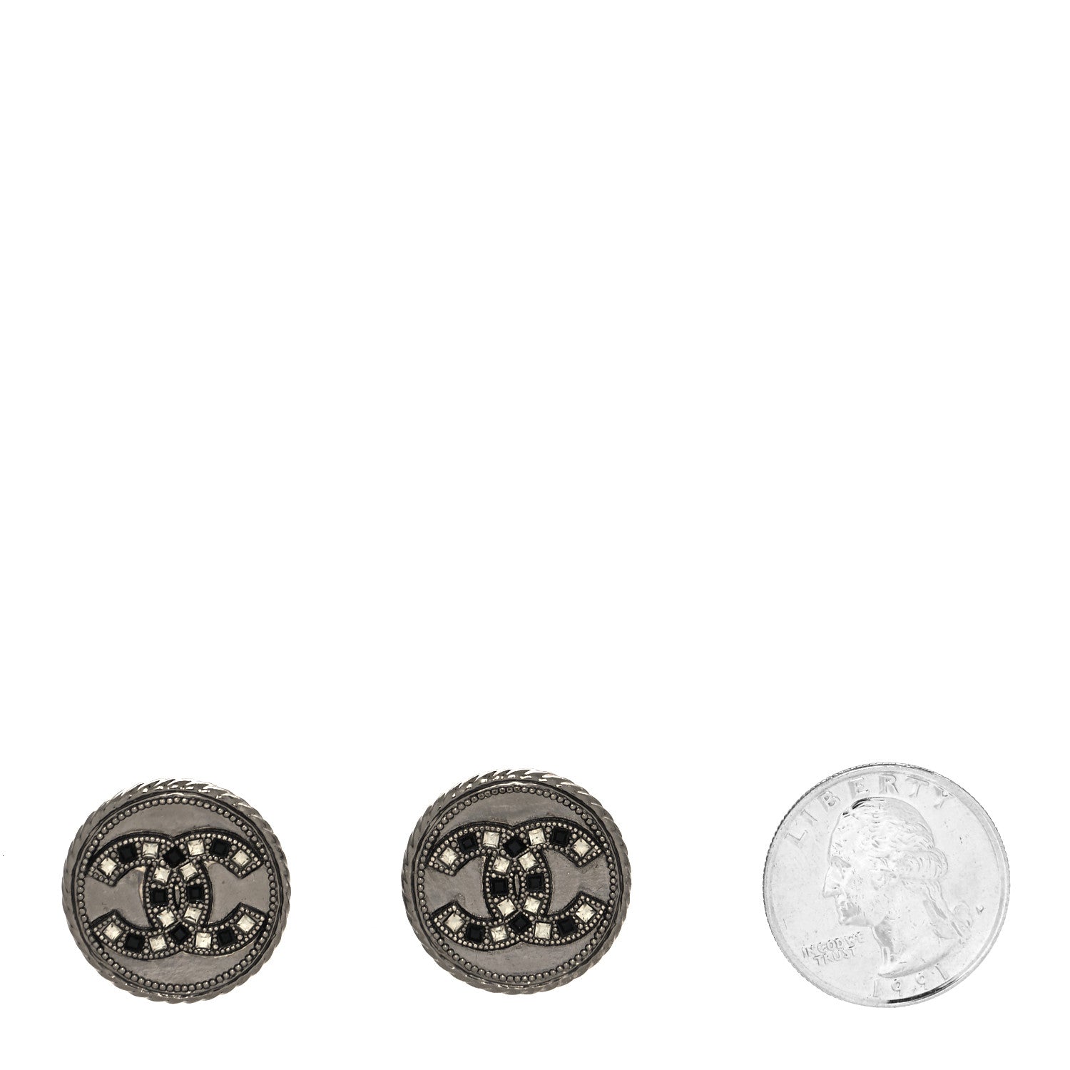 Chanel Ruthenium Crystal CC Round Earrings 2 of 4