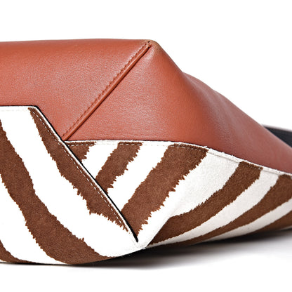 Celine Shiny Smooth Calfskin Zebra Printed Felt Small Twisted Cabas Chalk Brick 19 of 28
