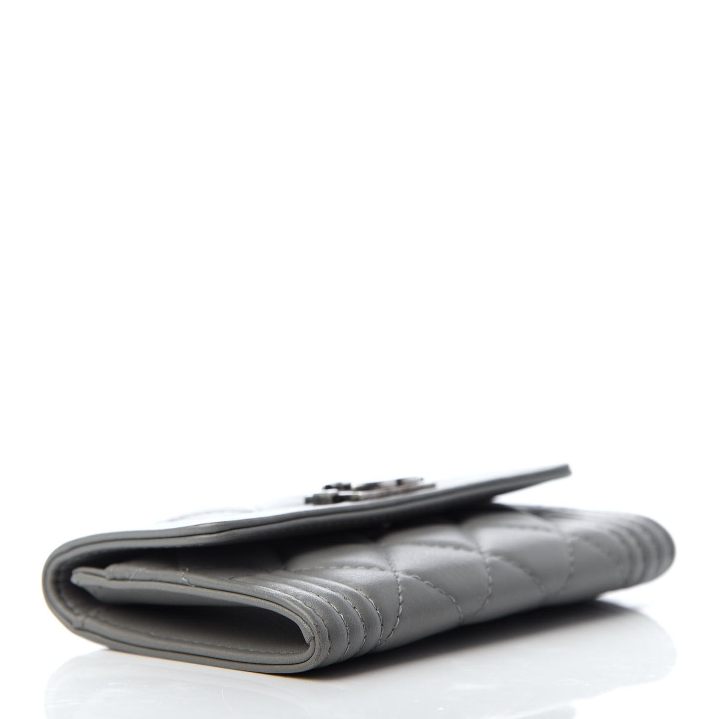 Calfskin Quilted Boy Card Holder Grey