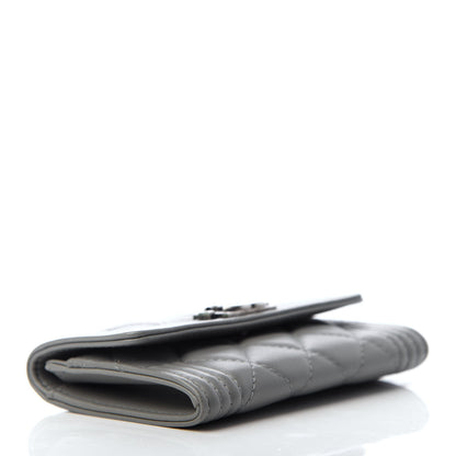 Chanel Calfskin Quilted Boy Card Holder Grey 4 of 8