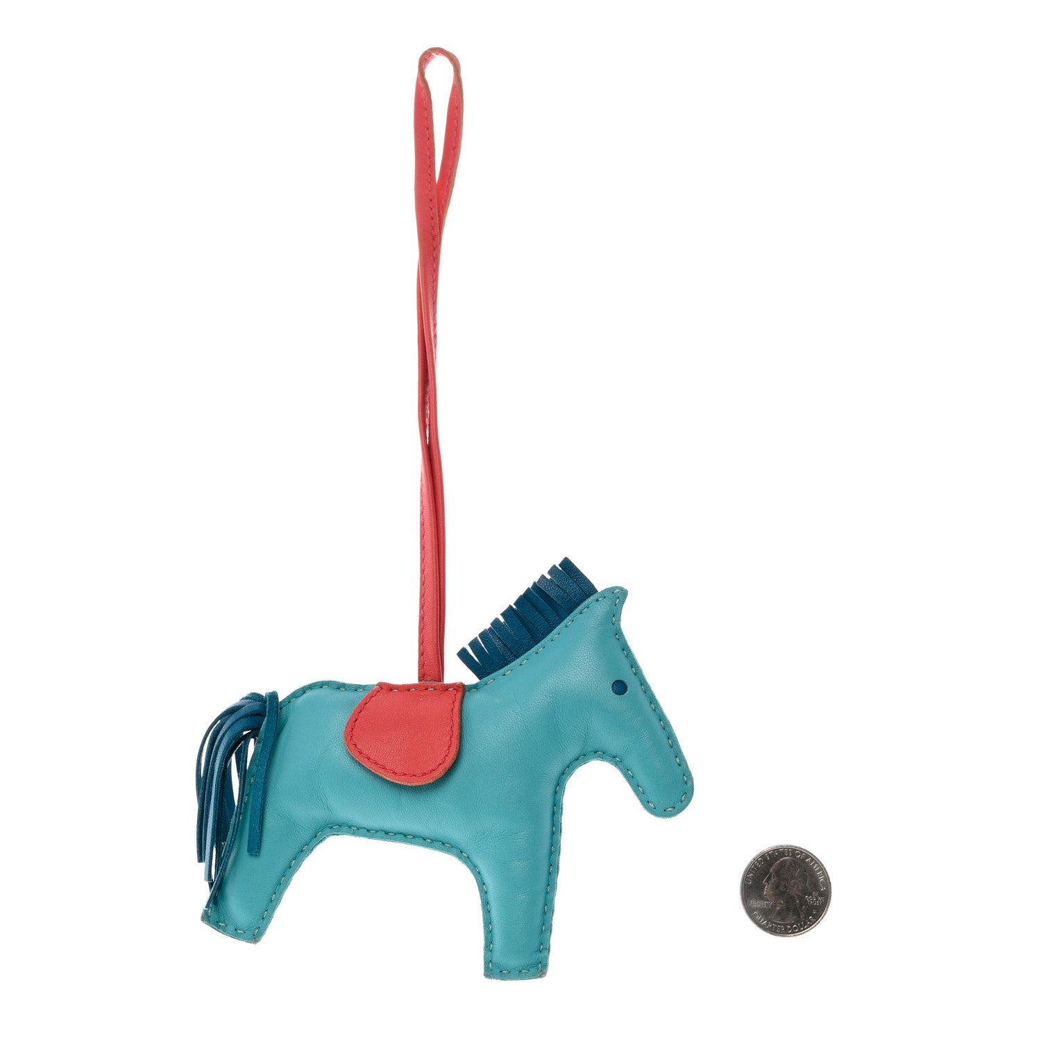 Hermes Milo Lambskin Grigri Rodeo Horse Bag Charm MM Lagon Bleu Izmir Bougainvillea 2 of 5