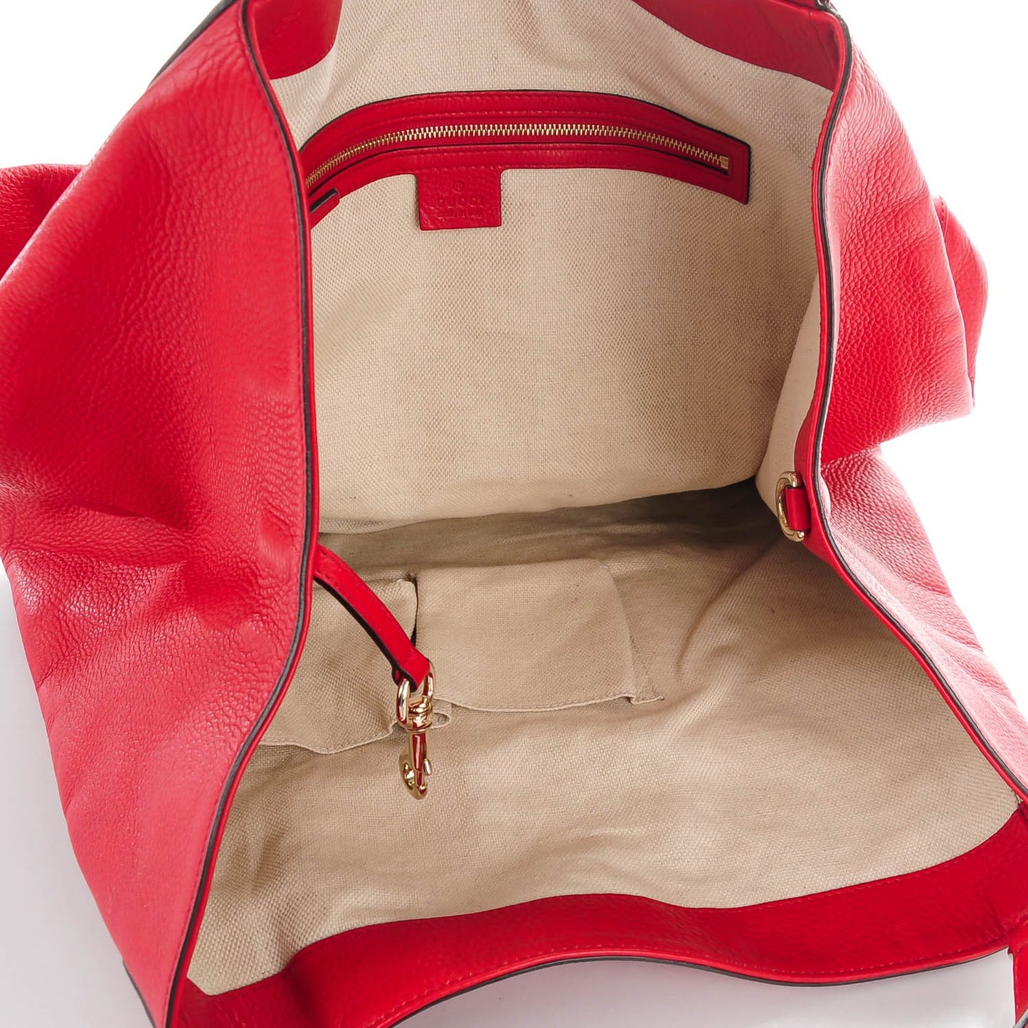 Pebbled Calfskin Large Soho Shoulder Bag Red