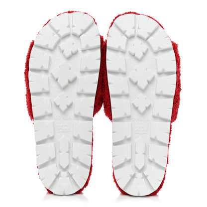 Prada Terry Cloth Logo Lug Sole 20mm Slide Sandals 40 Rosso Black 5 of 9