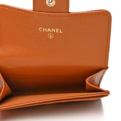 Chanel Caviar Quilted Flap Card Holder Wallet Light Brown 5 of 9