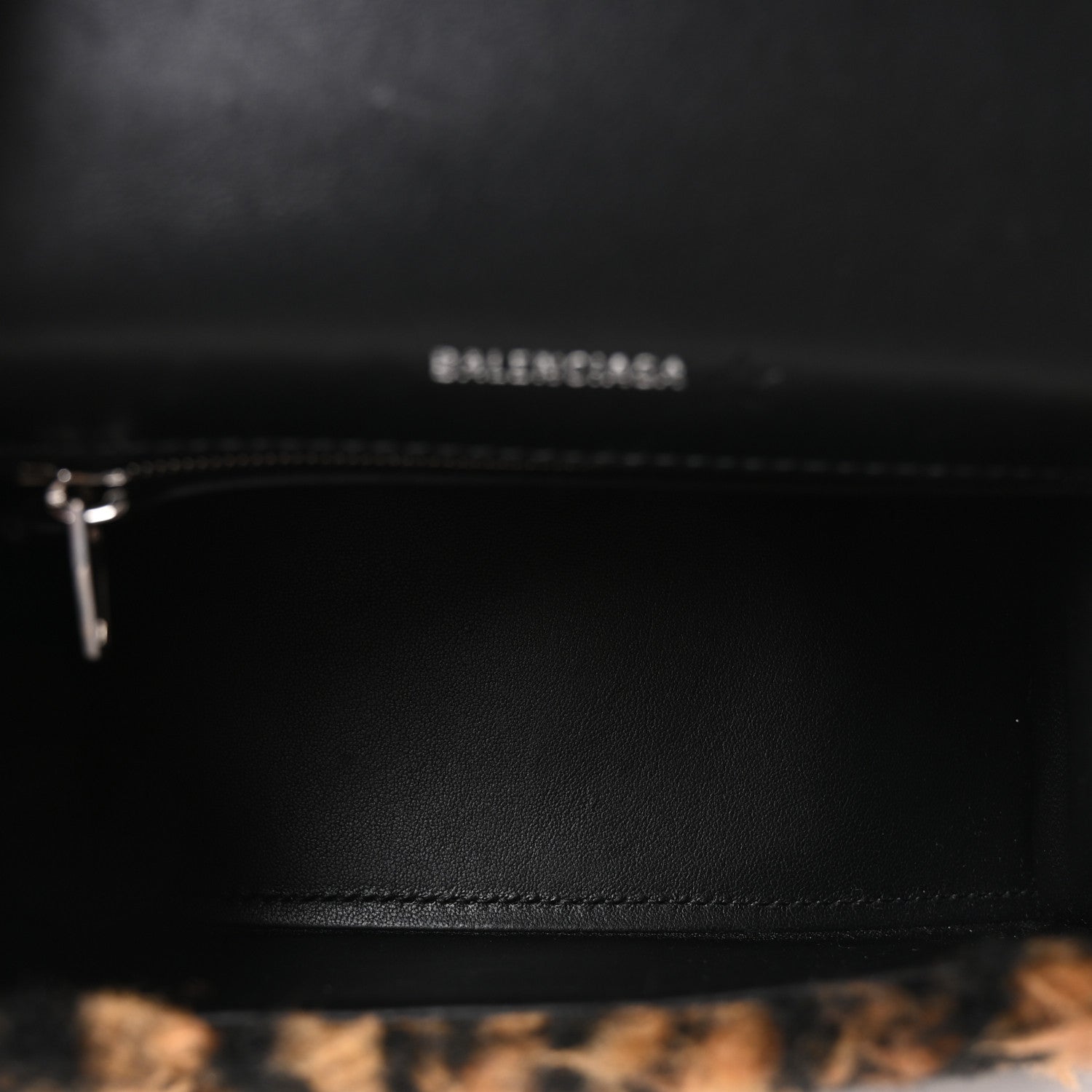Balenciaga Fleece Leopard Print Small Hourglass Top Handle Bag Brown 5 of 10