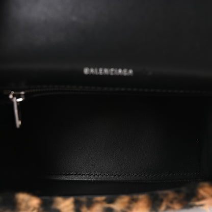Balenciaga Fleece Leopard Print Small Hourglass Top Handle Bag Brown 5 of 10