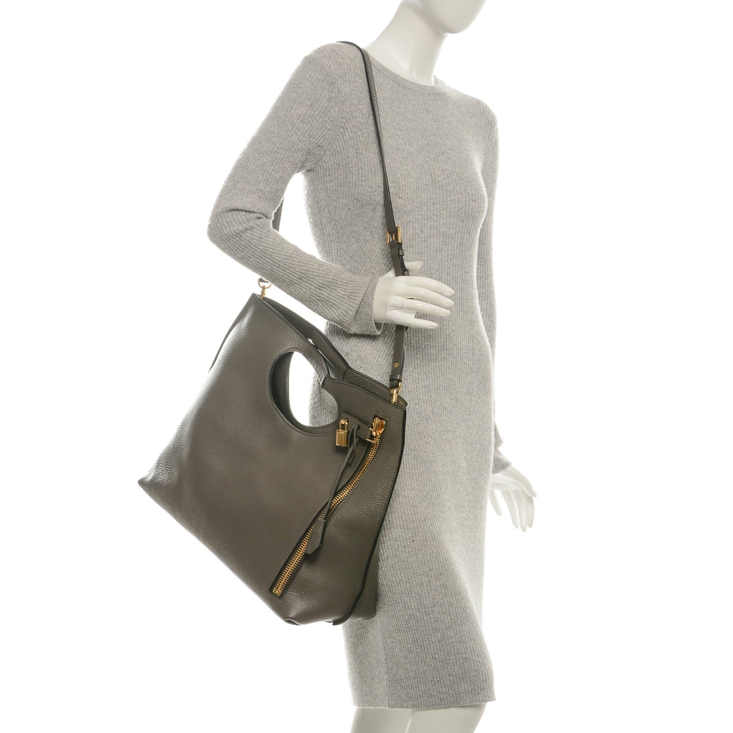 Grained Calfskin Alix Padlock Zip Tote Graphite