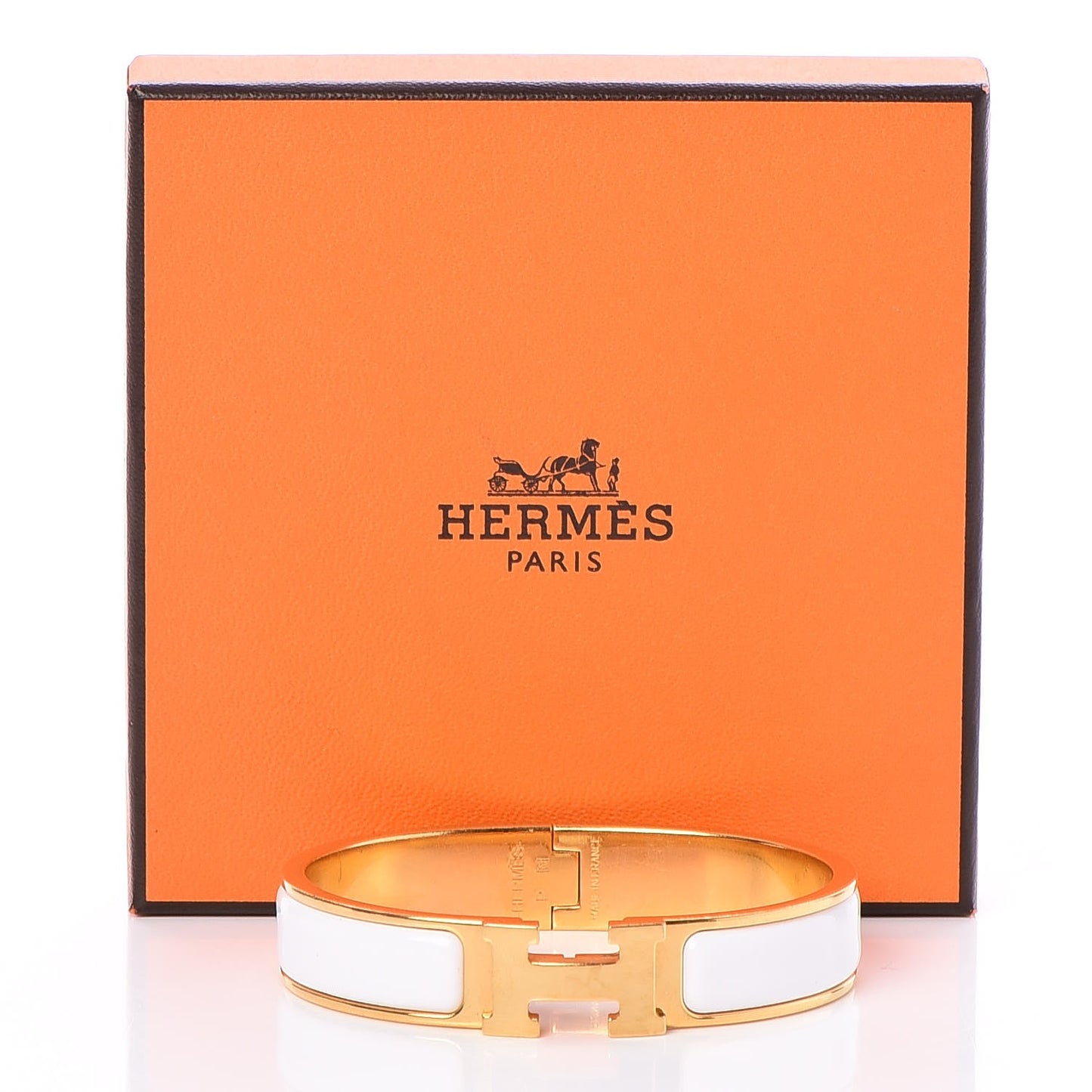 Enamel Narrow Clic Clac H Bracelet PM White