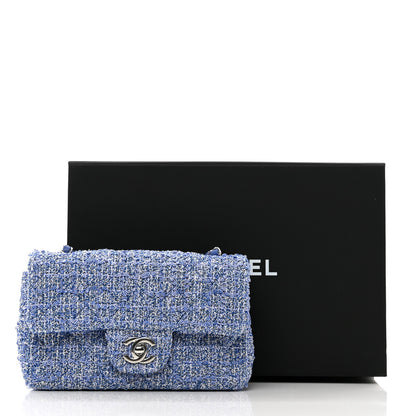 Chanel Tweed Quilted Mini Rectangular Flap Blue White 12 of 12