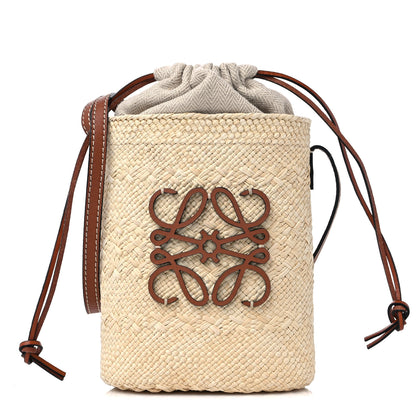 Loewe Calfskin Raffia Paulas Ibiza Square Bucket Bag Natural Tan 1 of 10