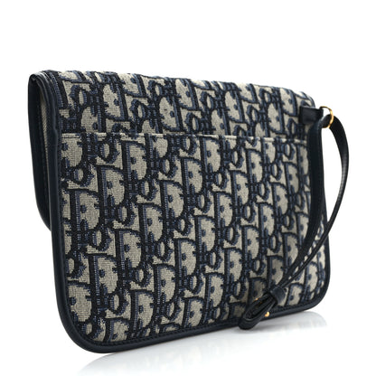 Christian Dior Oblique Flap Pouch Clutch Blue 3 of 6