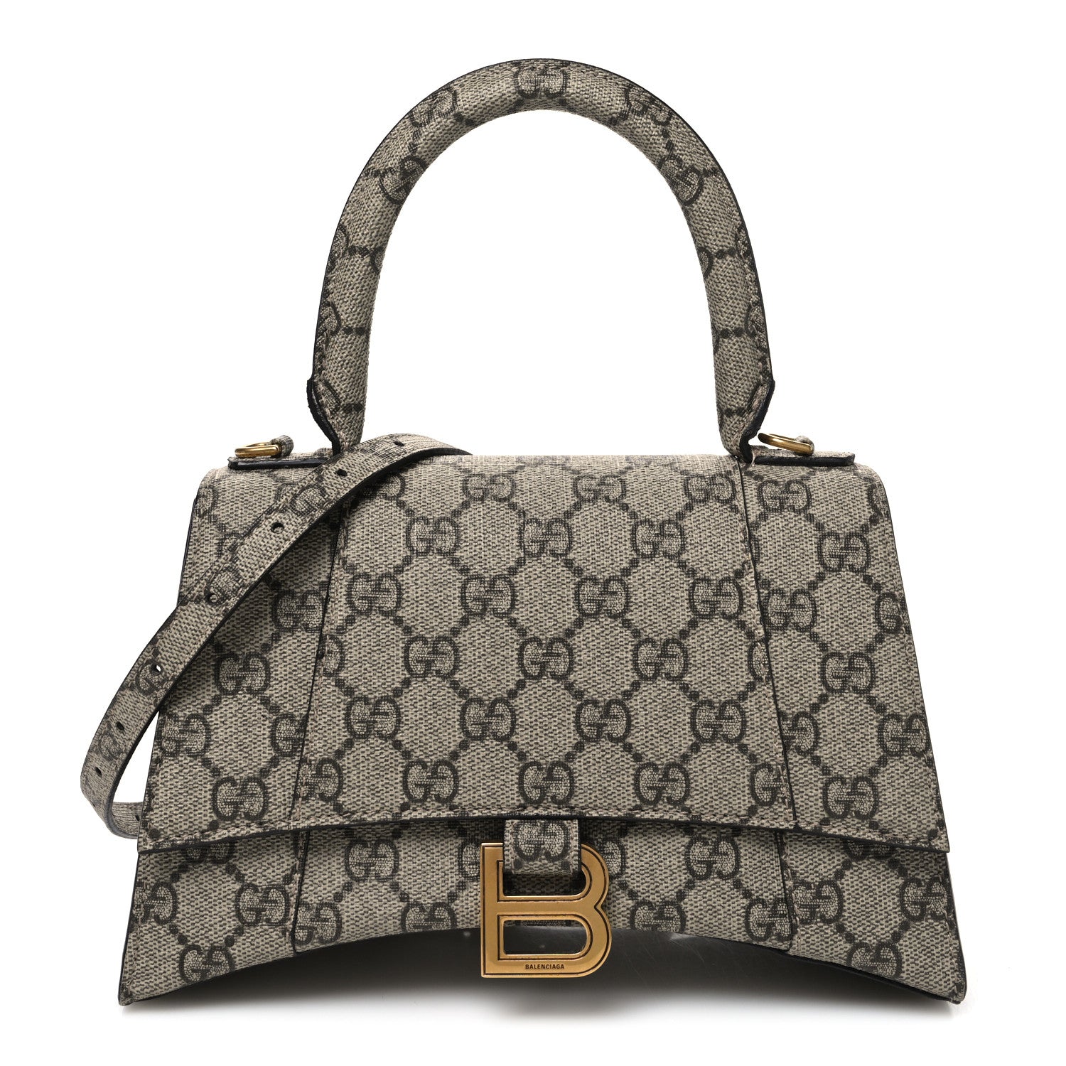 Balenciaga X GUCCI GG Supreme Monogram Small Hourglass Top Handle Bag Beige Ebony 1 of 10