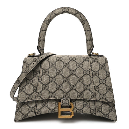 Balenciaga X GUCCI GG Supreme Monogram Small Hourglass Top Handle Bag Beige Ebony 1 of 10