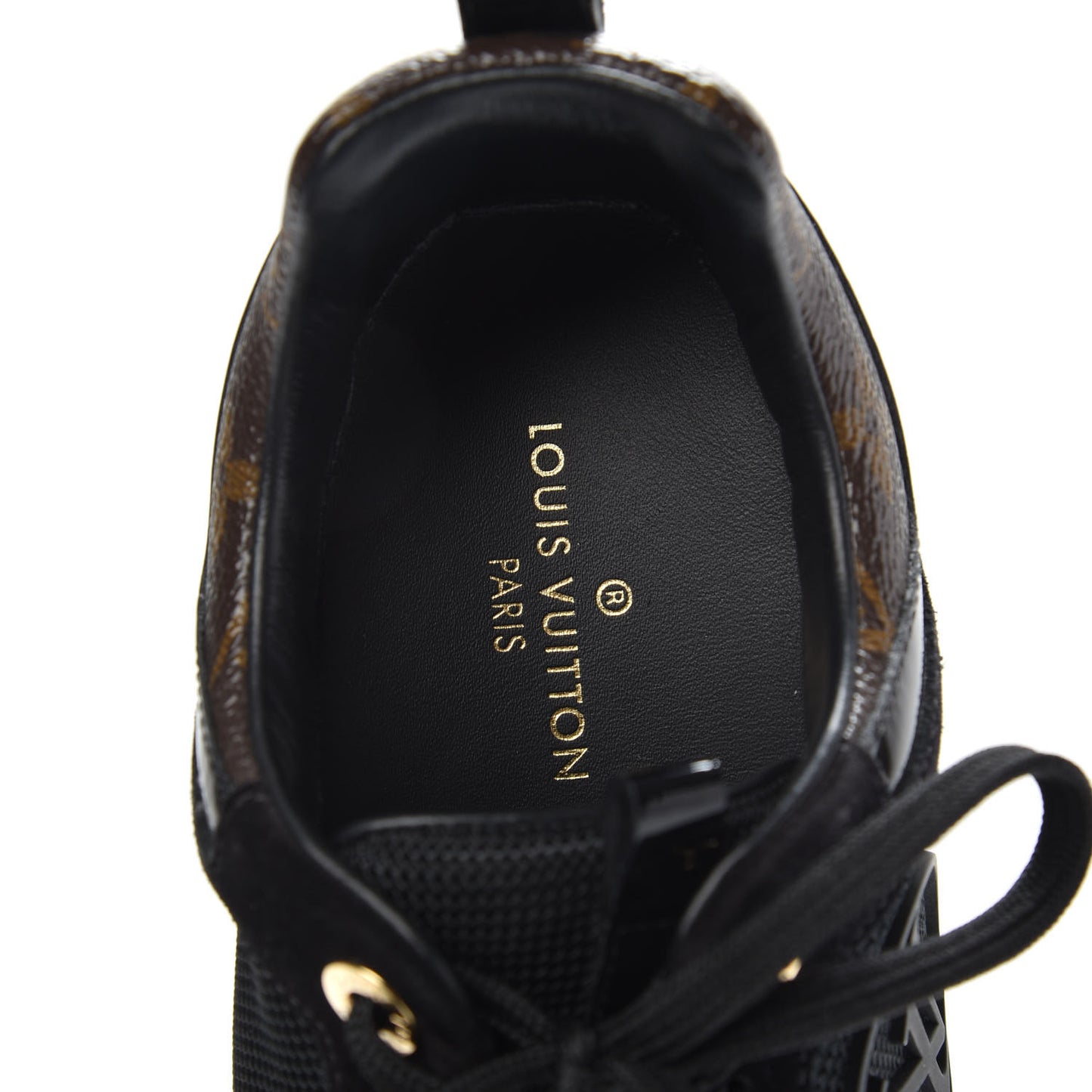 Suede Monogram Run Away Sneakers 35.5 Black