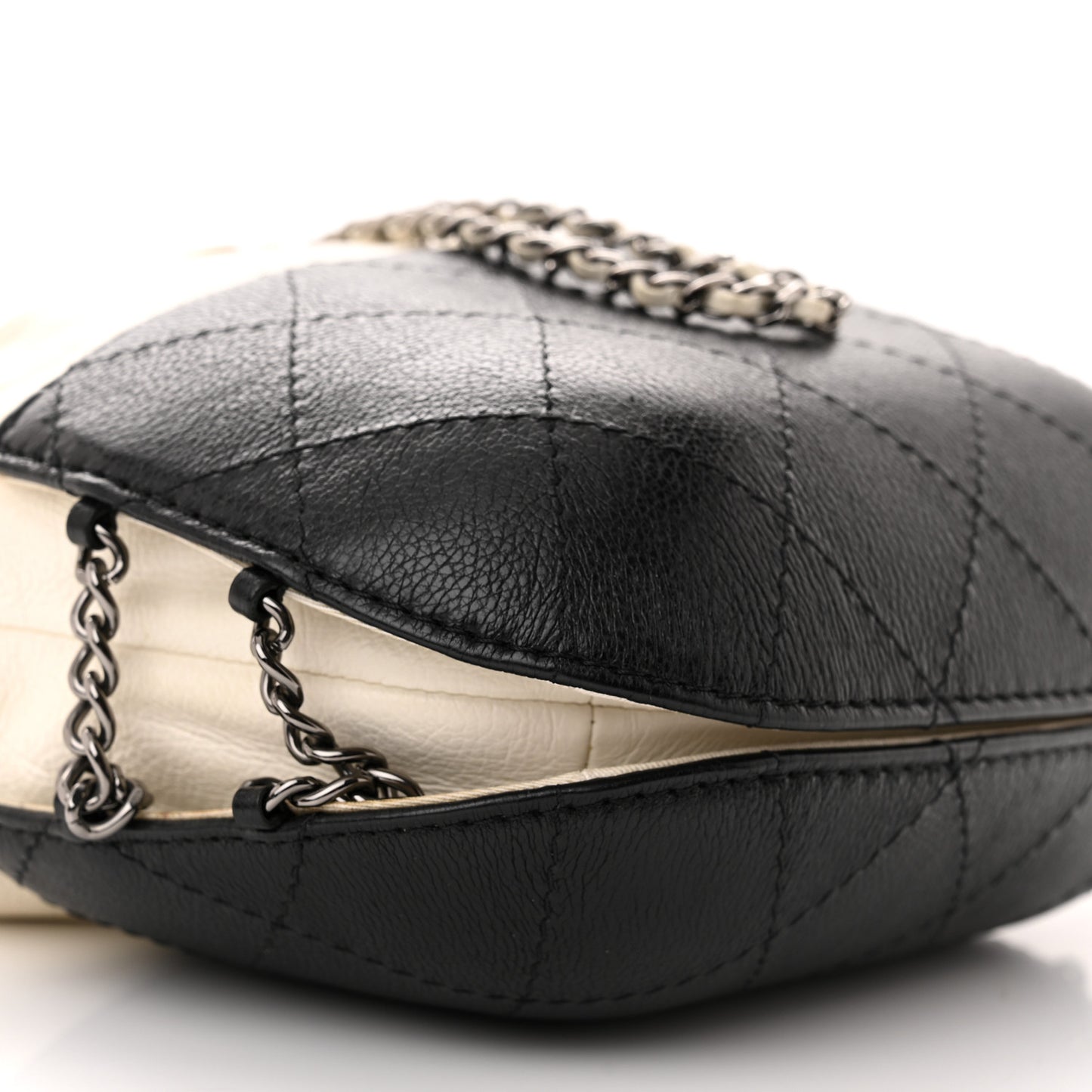 Aged Calfskin Quilted Small Gabrielle Bucket White Black