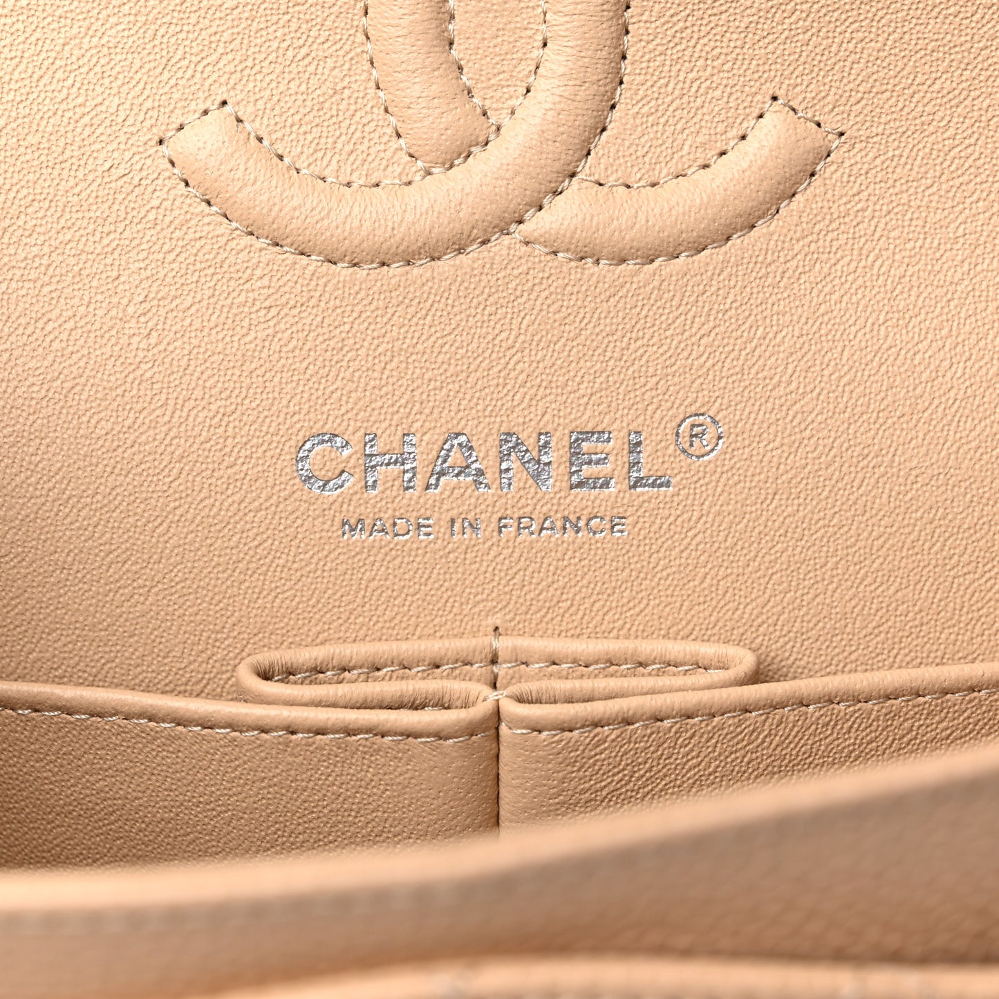 Caviar Quilted Small Double Flap Beige