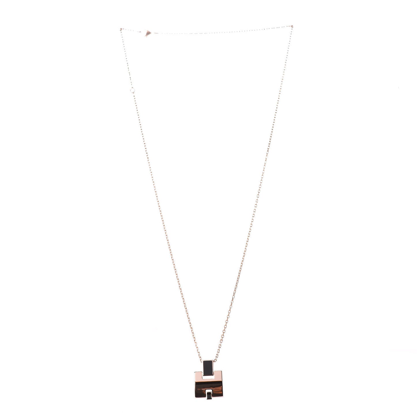Rose Gold Plated Lacquered Eileen Pendant Necklace Black