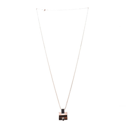 Hermes Rose Gold Plated Lacquered Eileen Pendant Necklace Black 3 of 6