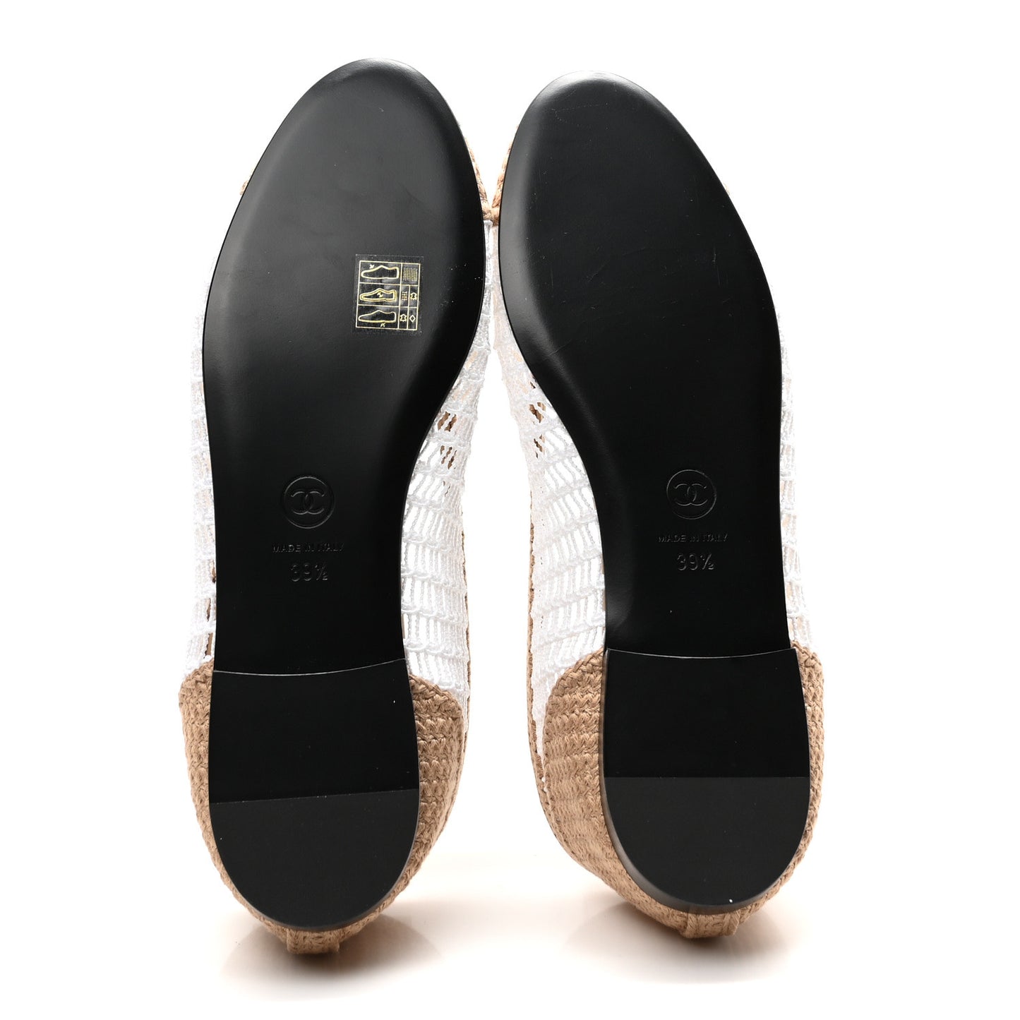 Raffia CC Cap Toe Ballerina Flats 39.5 White Beige