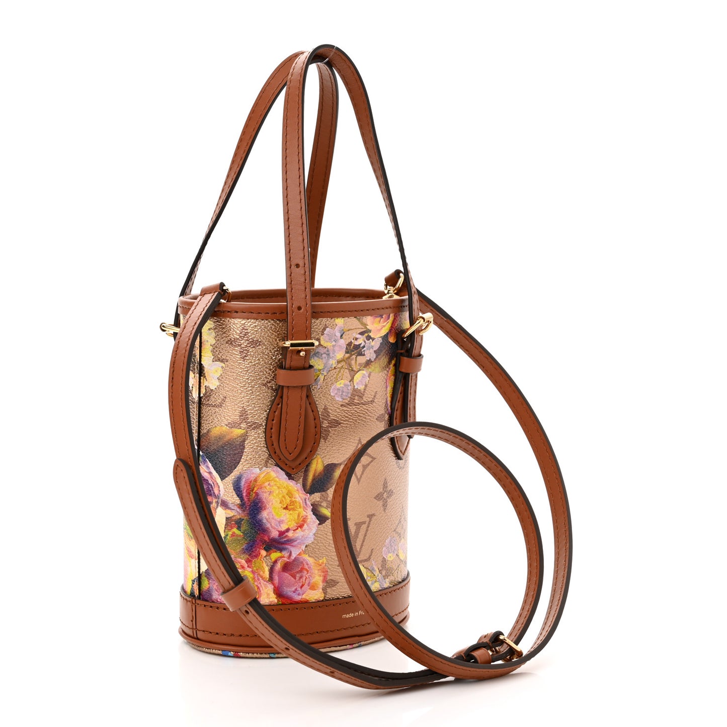 Metallic Monogram LV Garden Nano Bucket Bag Gold