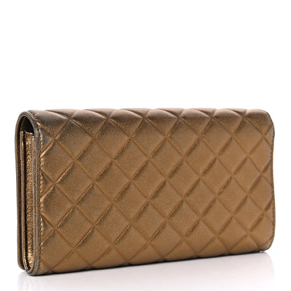 Chanel Metallic Lambskin Quilted Large Diamond CC Flap Wallet Dark Bronze 3 of 15