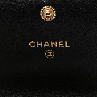 Chanel Shiny Goatskin Quilted Chanel 19 Flap Coin Purse With Chain Black 6 of 10
