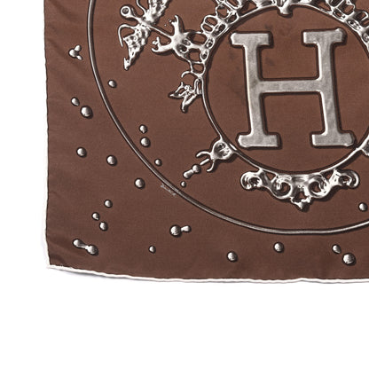 Hermes Silk Vif Argent Pocket Square Chocolate 4 of 6