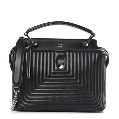Fendi Shiny Nappa Trapuntata Small DotCom Click Top Handle Chain Satchel Black 1 of 9