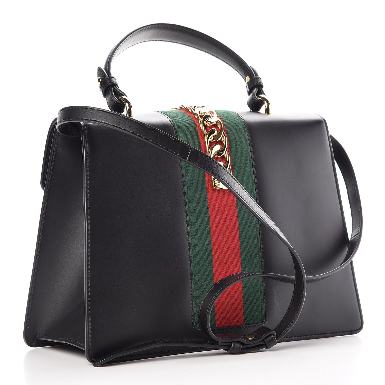 Gucci Calfskin Medium Sylvie Top Handle Bag Black 3 of 7