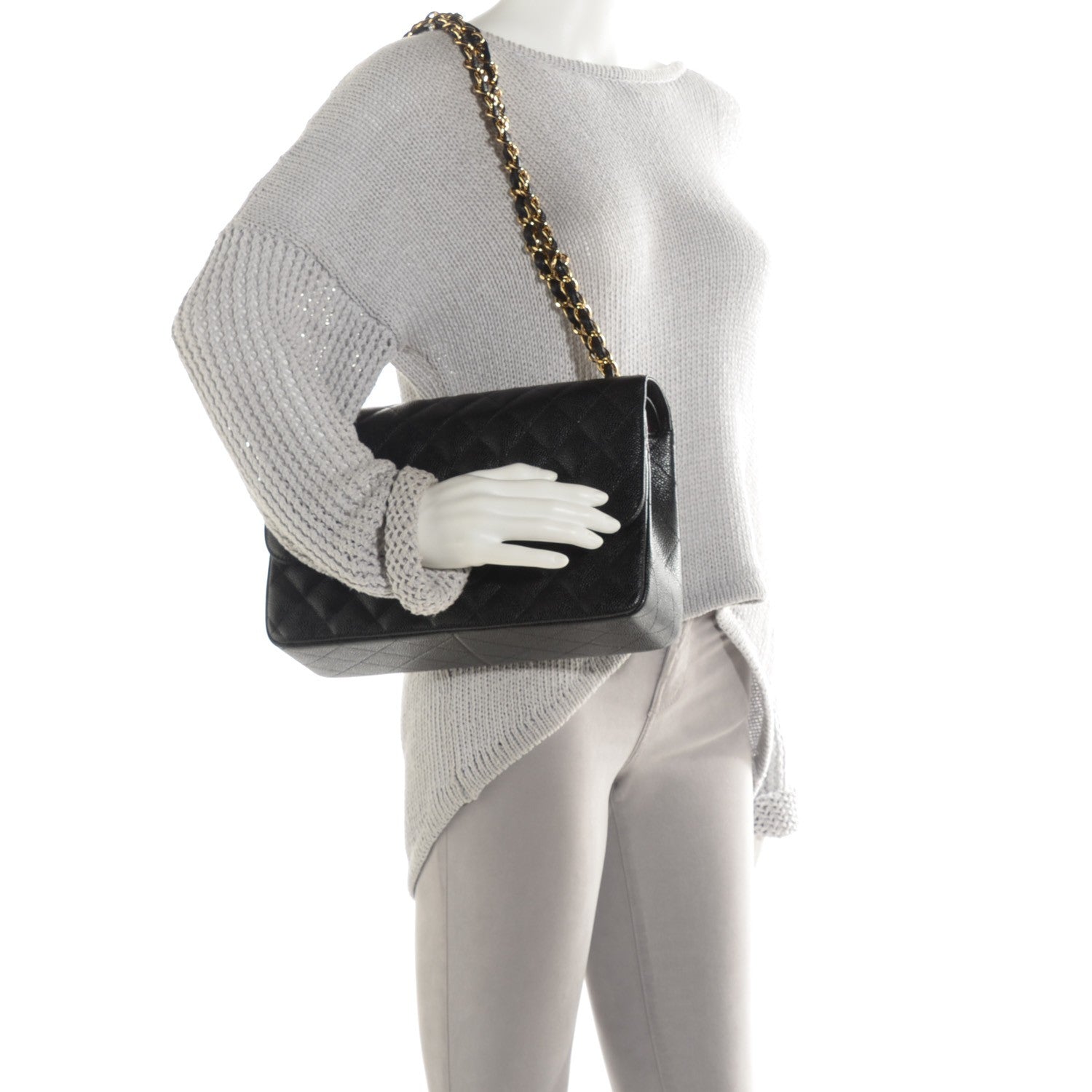 Chanel Caviar Quilted Jumbo Double Flap Black 2 of 8