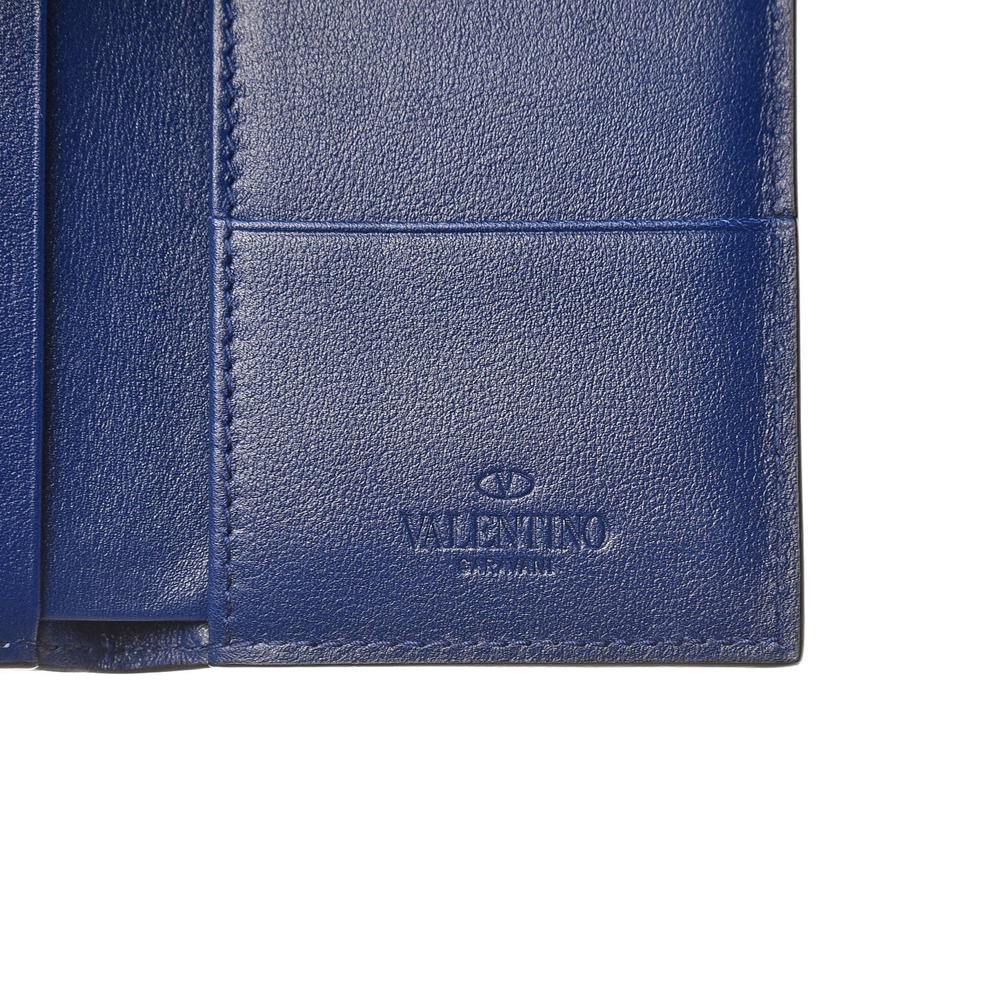 Vitello Rockstud Bi-Fold Wallet Blue