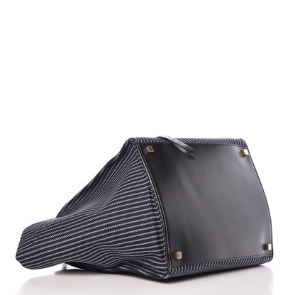 Celine Cotton Canvas Striped Medium Phantom Luggage Navy White 4 of 8