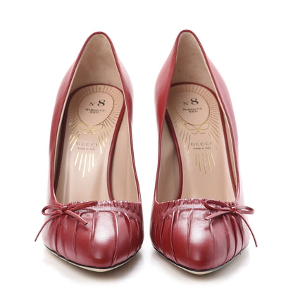 Gucci Nappa Bow High Heel Pumps 38.5 Hibiscus Red 2 of 9