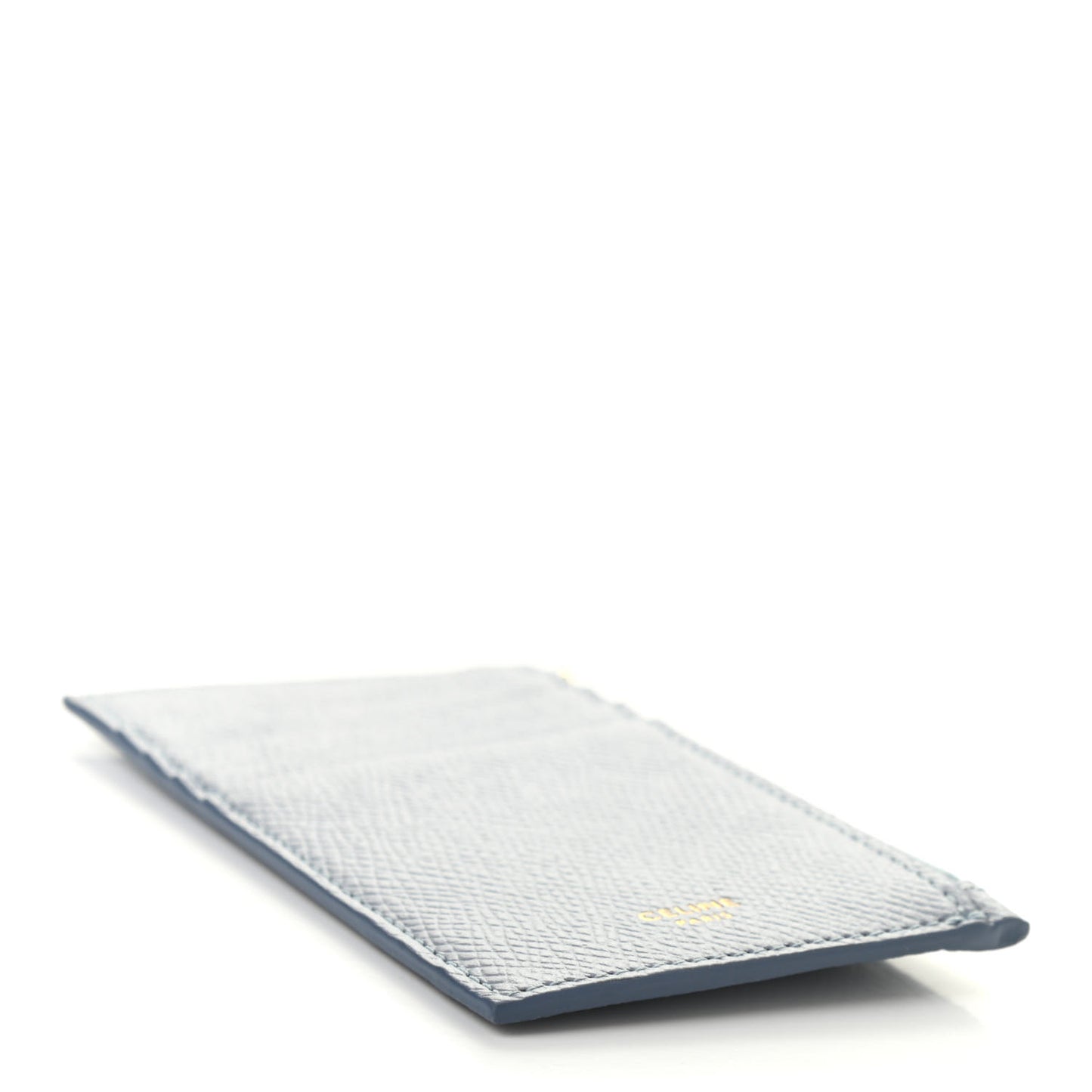 Grained Calfskin Zipped Card Holder Artic Blue