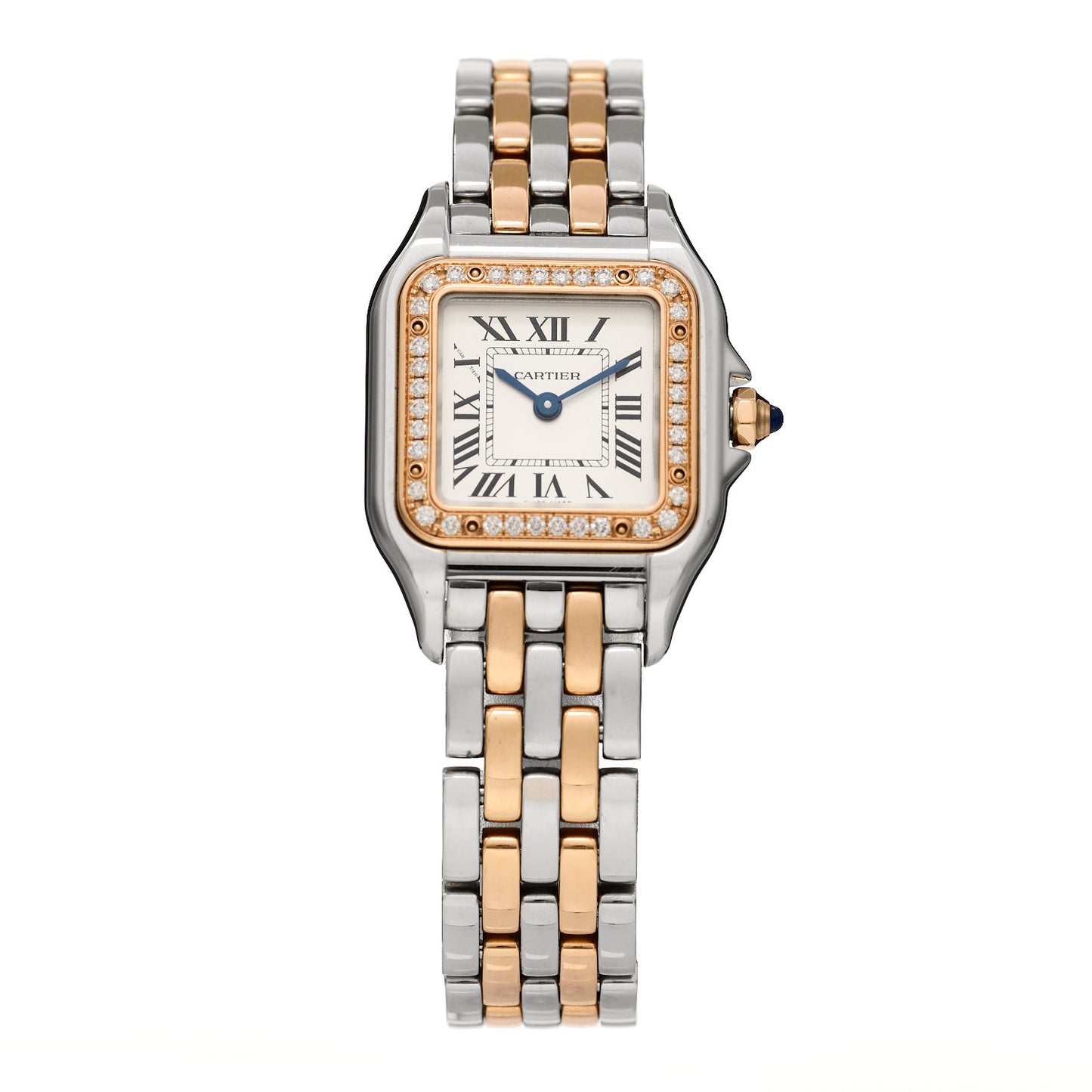 Stainless Steel 18K Pink Gold Diamond 22mm Panthere Quartz Watch