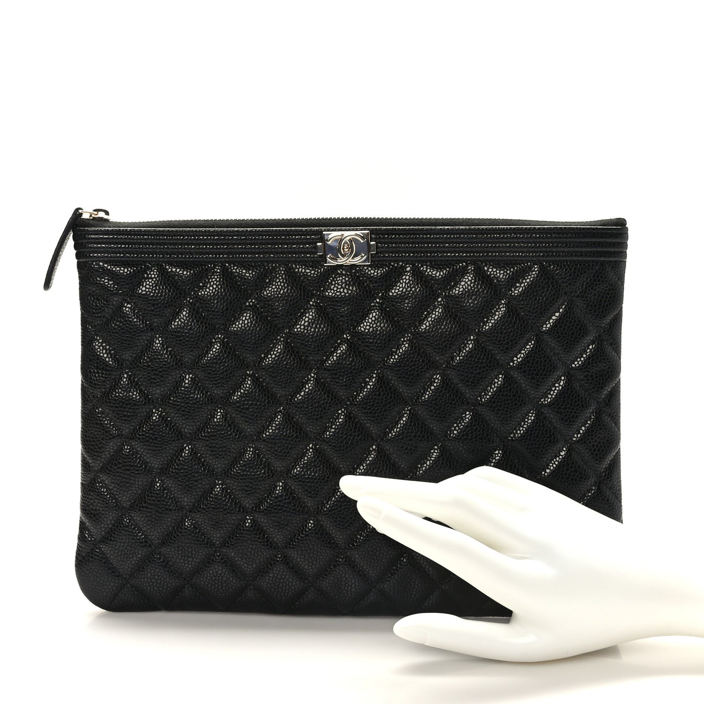 Caviar Quilted Medium Boy Cosmetic Case Black