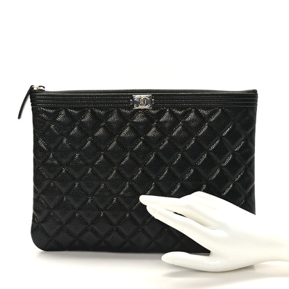 Chanel Caviar Quilted Medium Boy Cosmetic Case Black 2 of 8