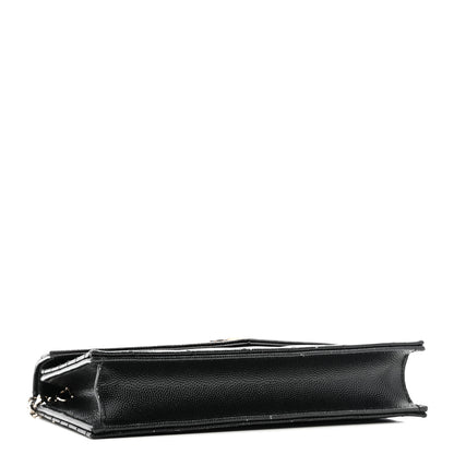 Saint Laurent Grain De Poudre Matelasse Chevron Monogram Envelope Chain Wallet Black 4 of 13