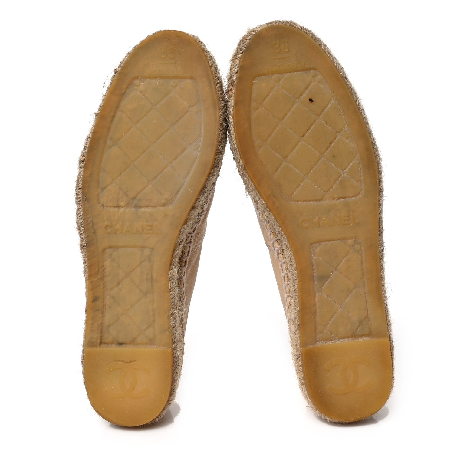 Chanel Lambskin CC Espadrilles 36 Beige Black 5 of 8