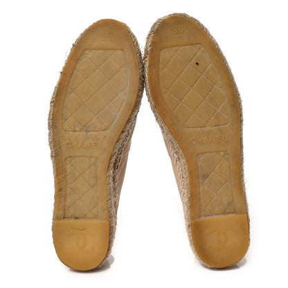 Chanel Lambskin CC Espadrilles 36 Beige Black 5 of 8