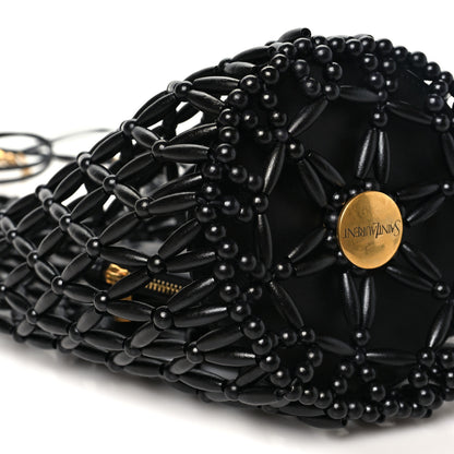 Saint Laurent Wood Beaded Hobo Bag Black 8 of 9