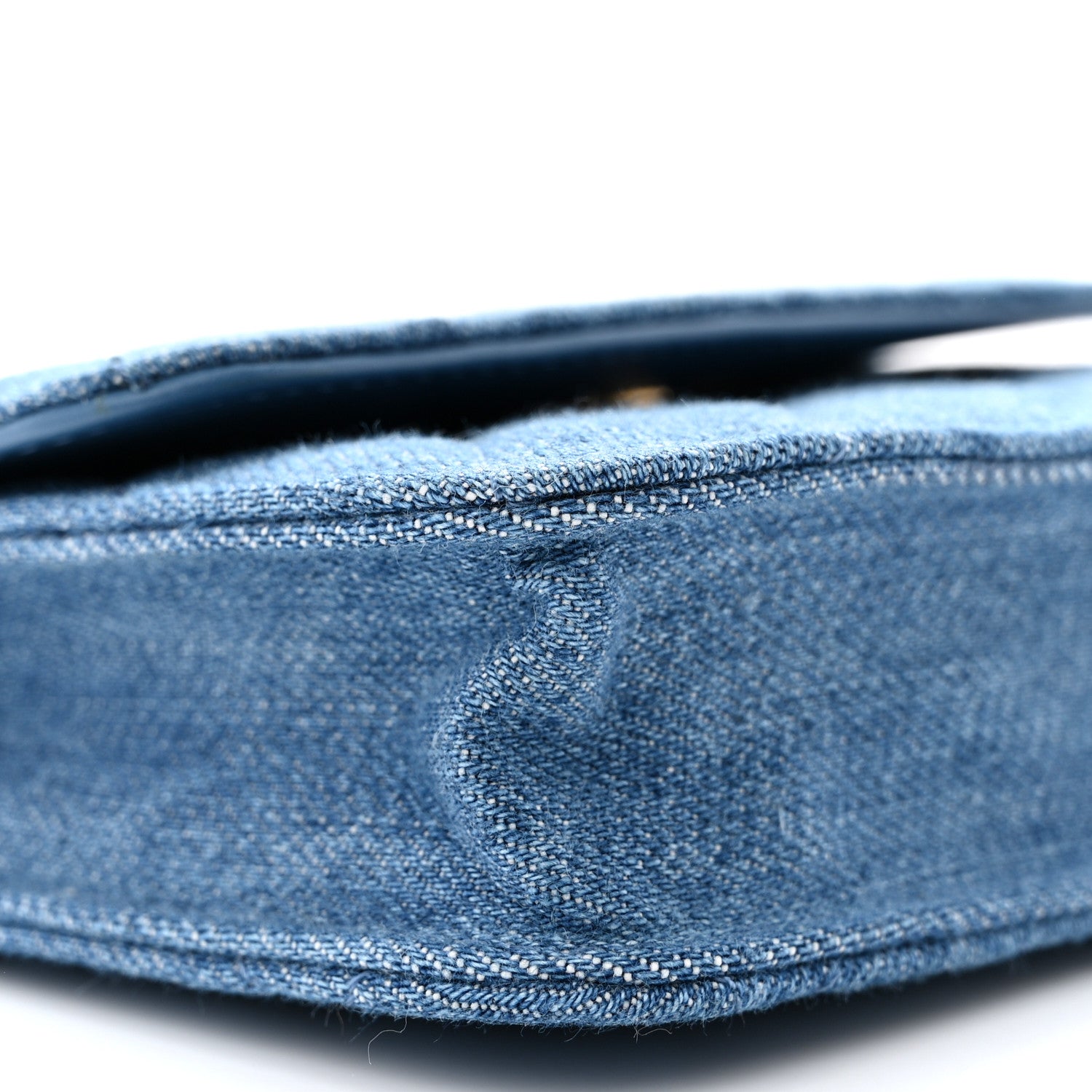 Chanel Denim Quilted CC Pearl Crush Clutch With Chain Blue 10 of 11