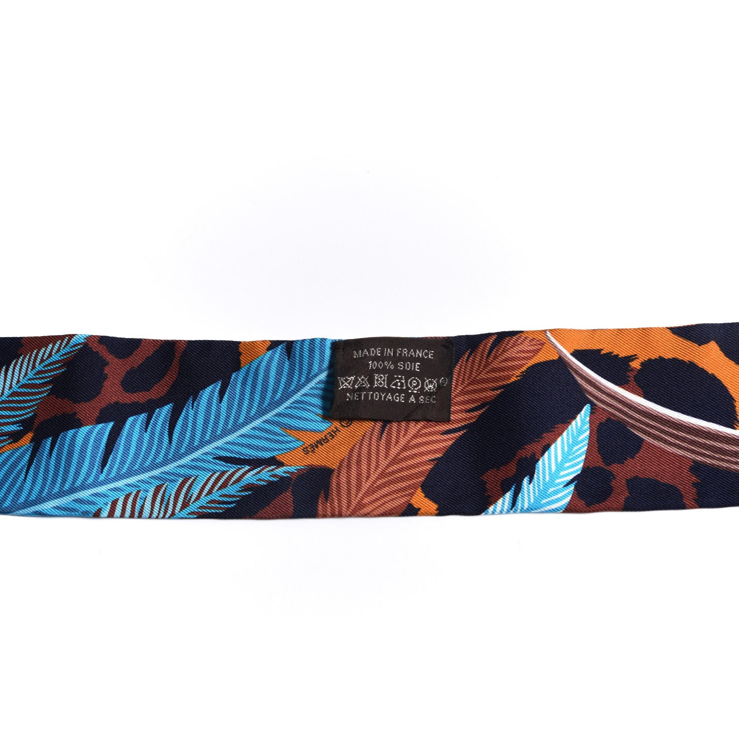 Hermes Silk Jaguar Quetzal Twilly Brun Bleu Orange 2 of 4