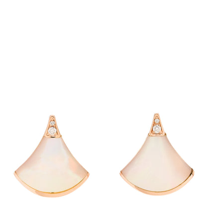 Bulgari 18K Rose Gold Diamond Mother of Pearl Divas' Dream Stud Earrings 1 of 5