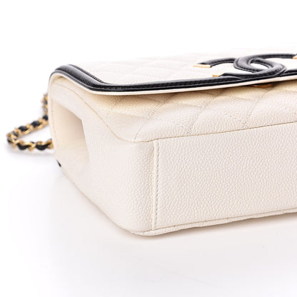 Chanel Caviar Quilted Small CC Filigree Flap White Black 8 of 11