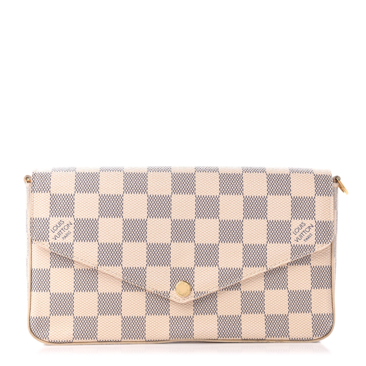 Louis Vuitton Damier Azur Pochette Felicie Chain Wallet Rose Ballerine 1 of 8