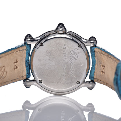 Chopard Stainless Steel Alligator 5 Diamond Blue Sapphire 26mm Happy Sport Quartz Watch 5 of 9